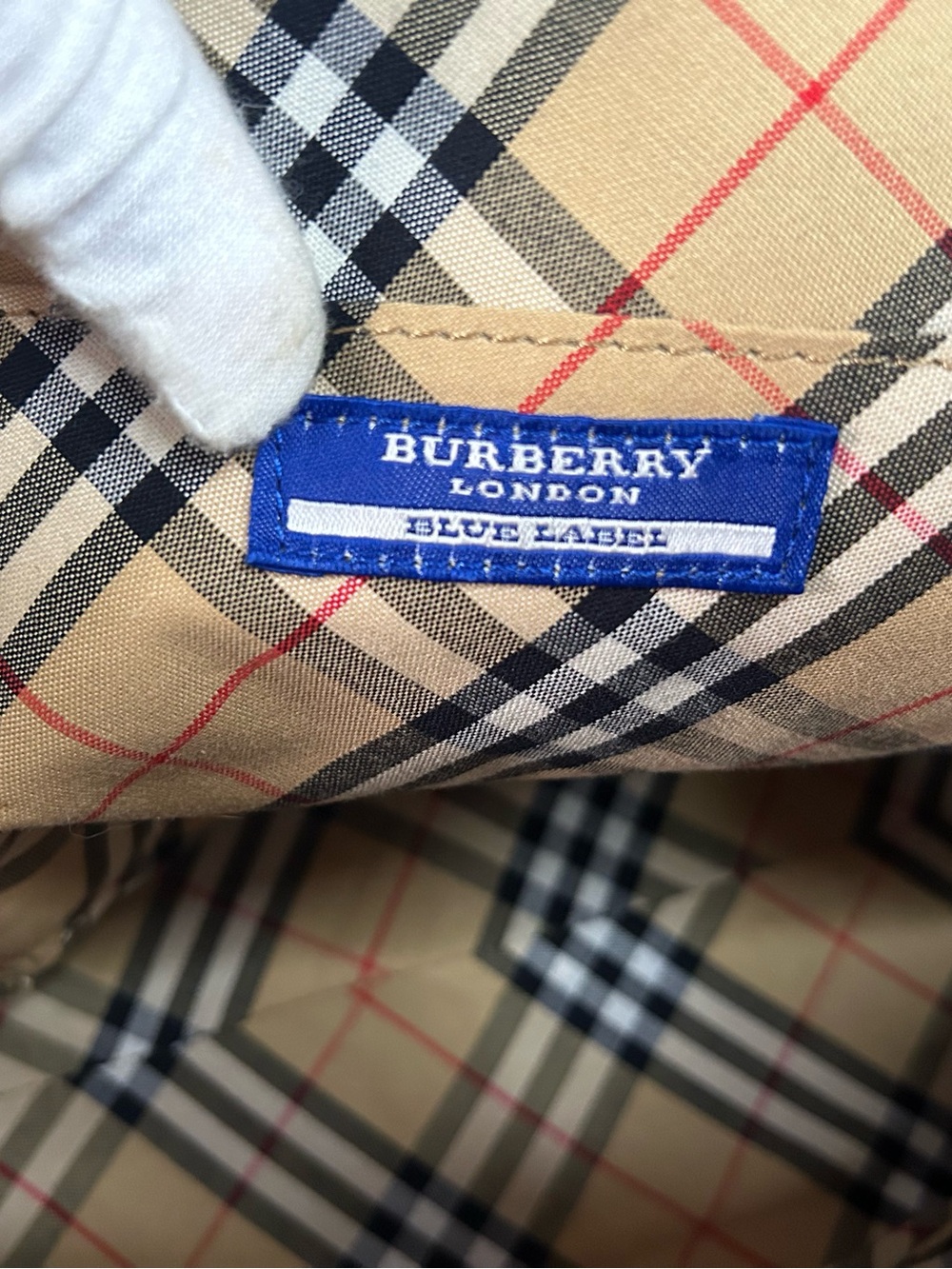 Burberry Blue Label Sky Blue Canvas Shoulder Tote Bag Nova Check Lining - Picture 10 of 13